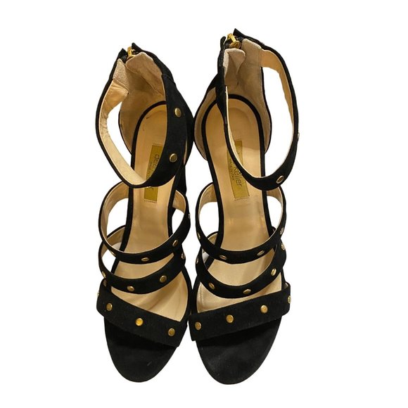 dee keller black strappy studded wedges made‎ in Italy Sz 39(8.5) - Picture 7 of 9